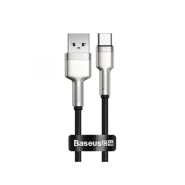 BASEUS CAFULE adatkábel (USB - Type-C, 66W, PD gyorstöltő, 25cm, cipőfűző) FEKETE