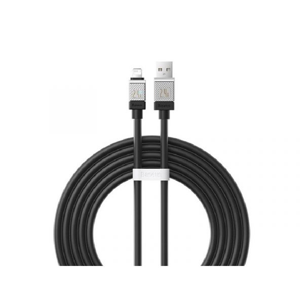 BASEUS COOLPLAY adatkábel (USB - lightning, 2.4A, gyorstöltő, 200cm, törésgátló) FEKETE