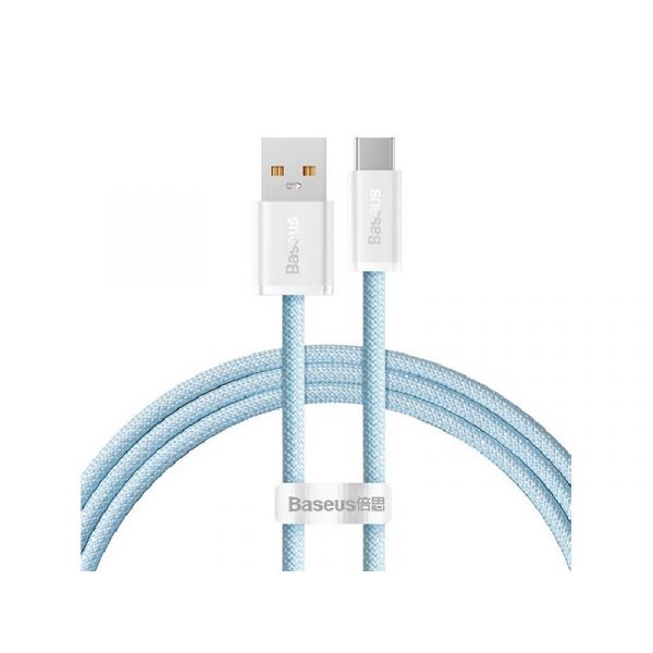 BASEUS DYNAMIC adatkábel (USB - Type-C, 6A, 100W, gyorstöltő, 100cm, cipőfűző) VILÁGOSKÉK