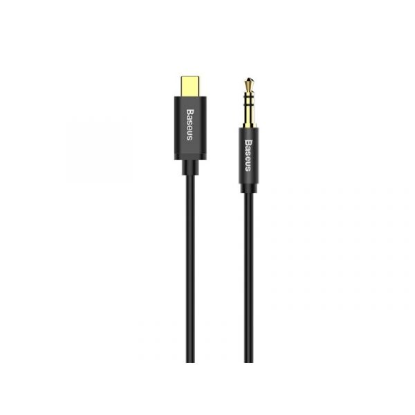 BASEUS M01 audió kábel (3.5mm - Type-C, 3 pólusú jack csatlakozó, 120cm, AUX) FEKETE