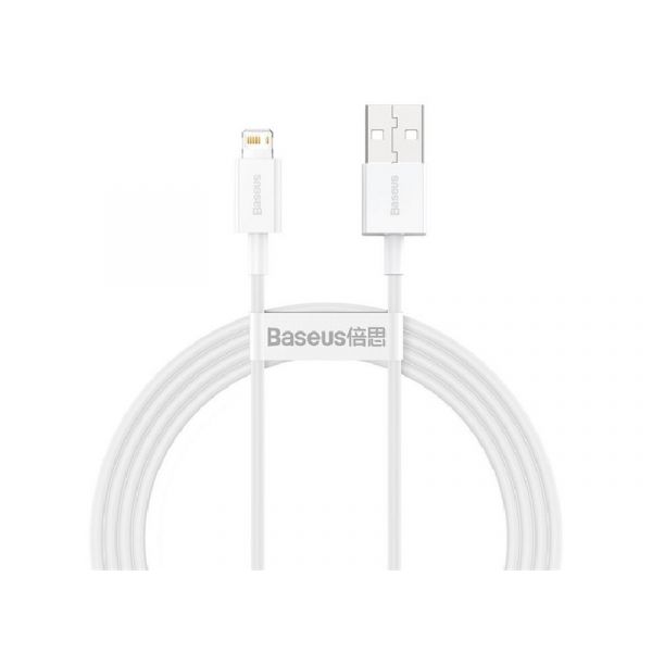 BASEUS SUPERIOR adatkábel (USB - lightning, 2.4A, PD gyorstöltő, 150cm, törésgátló) FEHÉR