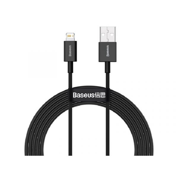 BASEUS SUPERIOR adatkábel (USB - lightning, 2.4A, PD gyorstöltő, 200cm, törésgátló) FEKETE