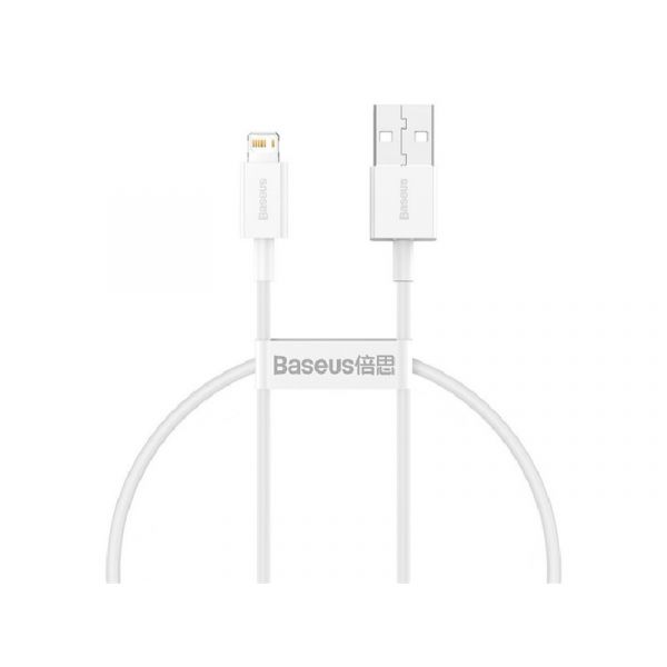 BASEUS SUPERIOR adatkábel (USB - lightning, 2.4A, PD gyorstöltő, 25cm, törésgátló) FEHÉR
