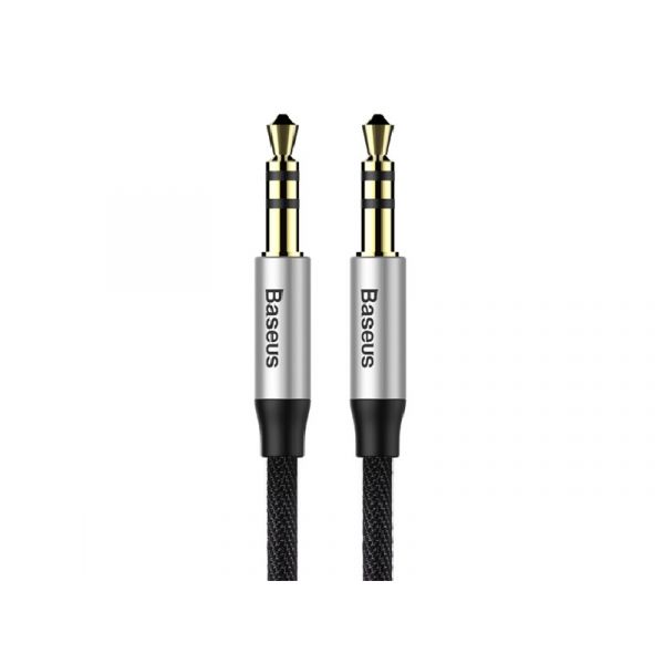 BASEUS YIVEN M30 audió kábel (3.5mm jack - 3.5mm jack, 150cm, cipőfűző) FEKETE