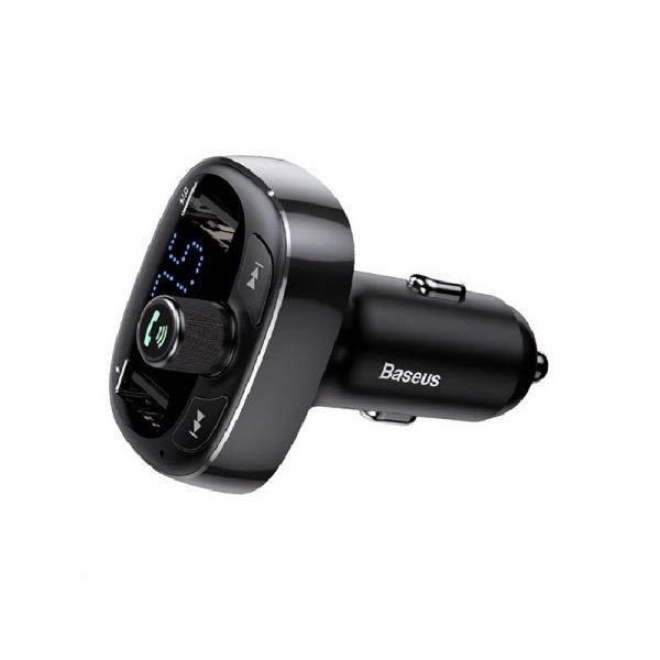 BASEUS bluetooth FM transmitter autós töltő 2 USB aljzat (36W, PD gyorstöltő, microSD kártyaolvasó) FEKETE