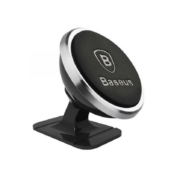 BASEUS autós tartó (műszerfalra, szélvédőre, öntapadó, mágneses, 360°) EZÜST