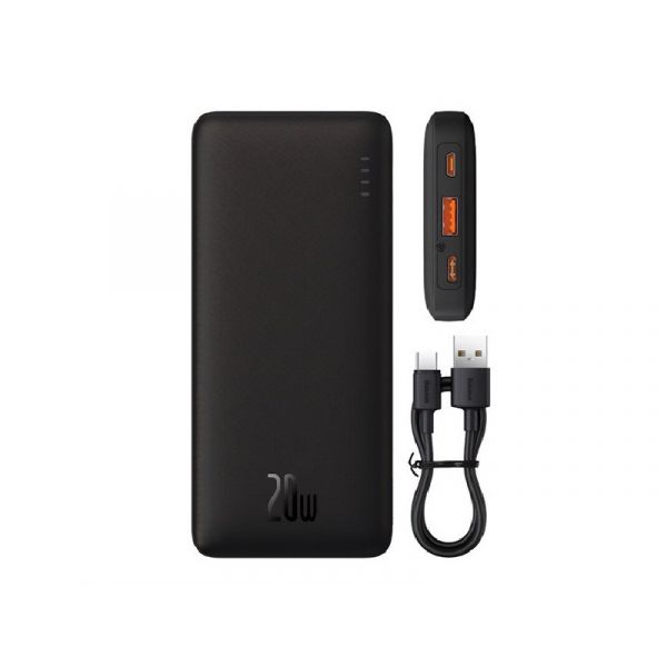 BASEUS AIRPOW vésztöltő USB+Type-C aljzat (10000mAh, 20W, PD gyorstöltő 3.0, LED jelzés) FEKETE