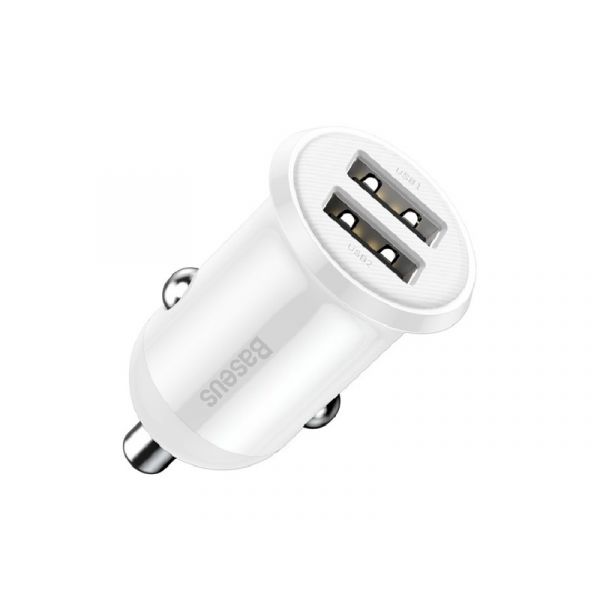 BASEUS GRAIN PRO autós töltő 2 USB aljzat (24W, gyorstöltő) FEHÉR