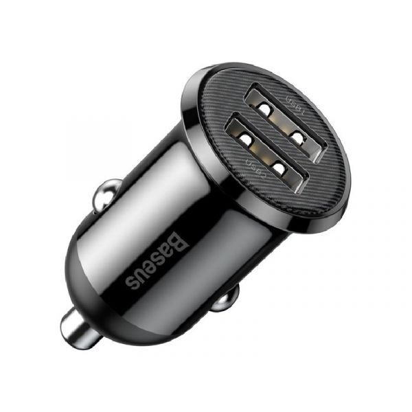BASEUS GRAIN PRO autós töltő 2 USB aljzat (24W, gyorstöltő) FEKETE