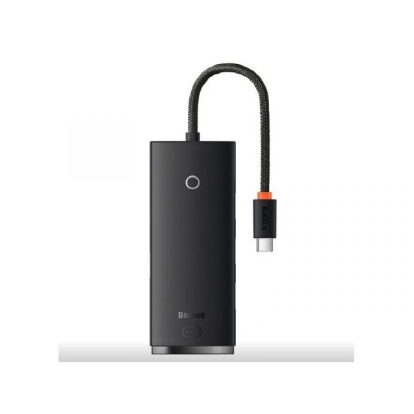 BASEUS LITE Type-C HUB 4in1 (passzív, 4 USB+Type-C aljzat + Type-C kábel, 25cm) FEKETE