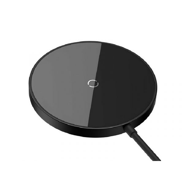 BASEUS SIMPLE MINI3 asztali töltő (15W, gyorstöltő, wireless, MagSafe + Type-C tápkábel) FEKETE