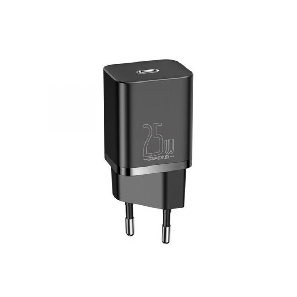 BASEUS SUPER SI 1C hálózati töltő Type-C aljzat (25W, PD gyorstöltő) FEKETE