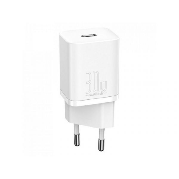 BASEUS SUPER SI 1C hálózati töltő Type-C aljzat (30W, PD gyorstöltő) FEHÉR