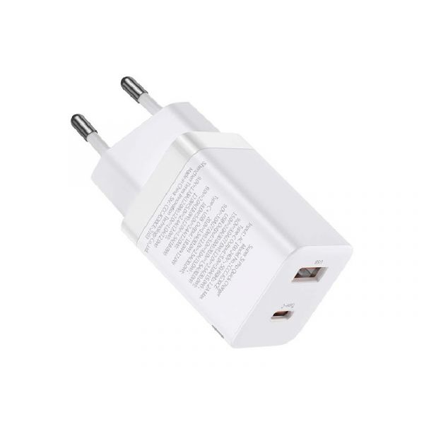 BASEUS SUPER SI PRO hálózati töltő USB+Type-C aljzat (30W, PD gyorstöltő 3.0) FEHÉR