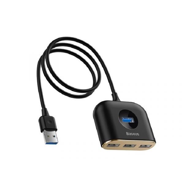 BASEUS USB HUB (passzív, elosztó, 4 USB aljzat, 100cm kábel) FEKETE