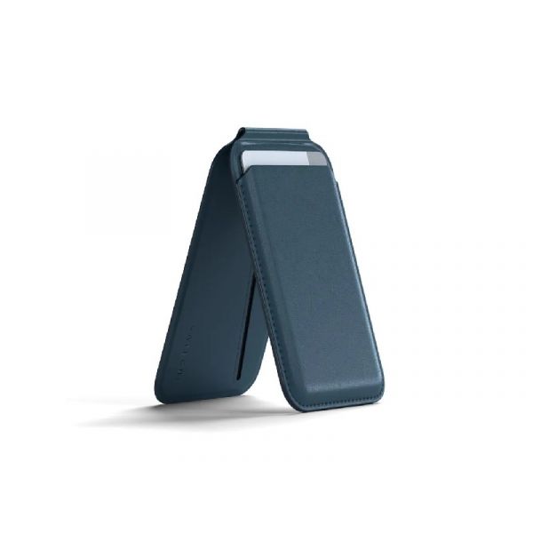 Satechi Vegan-Leather Magnetic Wallet Stand (iPhone 12/13/14/15 all models) mágneses mobiltok, sötétkék (ST-VLWB)