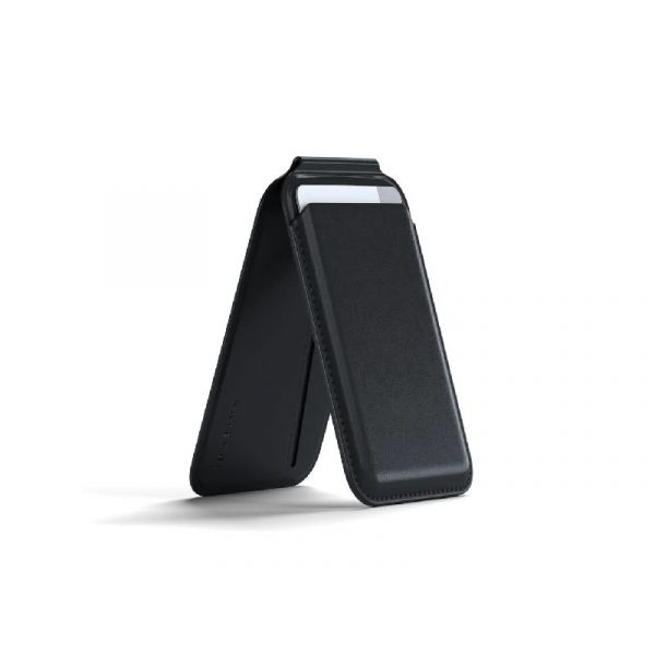 Satechi Vegan-Leather Magnetic Wallet Stand (iPhone 12/13/14/15 all models) mágneses mobiltok, fekete (ST-VLWK)