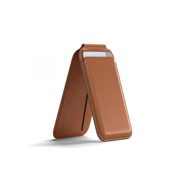 Satechi Vegan-Leather Magnetic Wallet Stand (iPhone 12/13/14/15 all models) mágneses mobiltok, barna (ST-VLWN)
