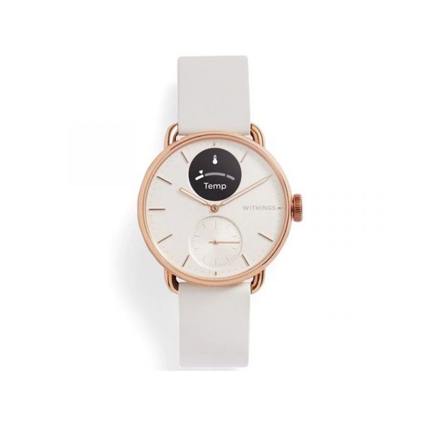 Withings Scanwatch 2 / 38mm okosóra zafír üveg rozsdamentes acél tok, fehér szíjjal (HWA10-MODEL 3-ALL-INT)