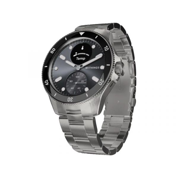 Withings Scanwatch Nova 42mm oksóra rozsdamentes acél tok, fekete szíjjal (HWA10-MODEL 9-ALL-INT)