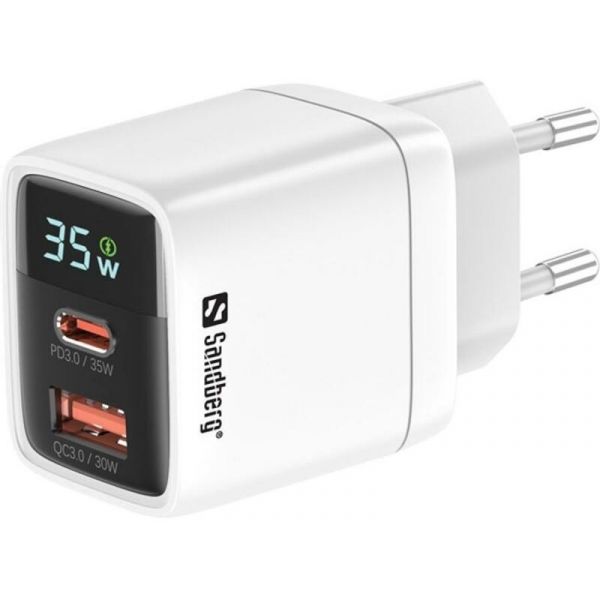 SANDBERG 2 in 1 Charger 1x USB C 1x USB 35W, Hálózati töltő (441-52)