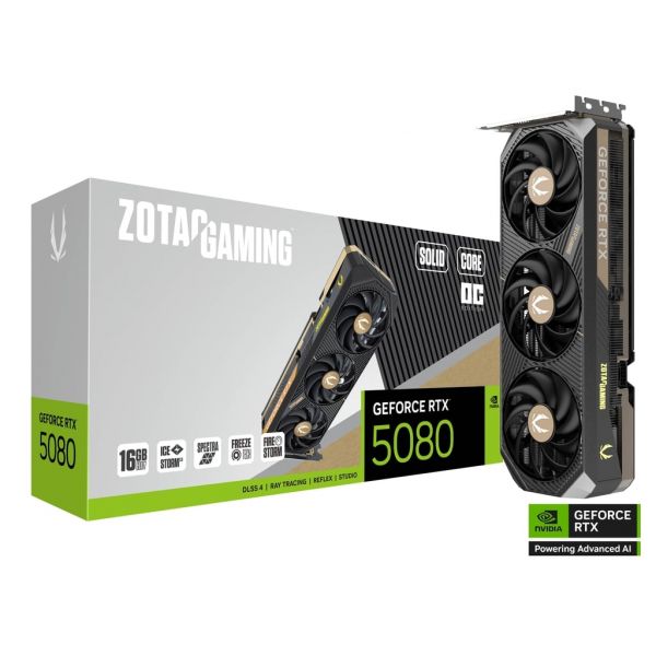 ZOTAC GAMING GeForce RTX 5080 SOLID CORE OC 16GB GDDR7 (ZT-B50800J2-10P) Videókártya