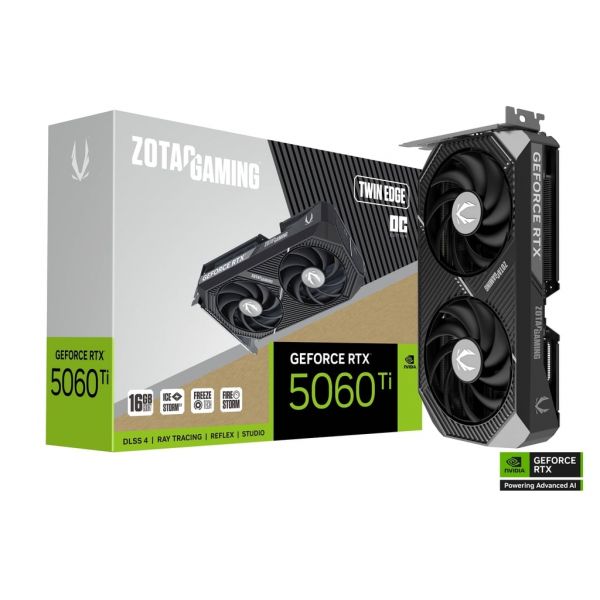 ZOTAC GAMING GeForce RTX 5060 Ti 16GB TWIN EDGE OC GDDR7 (ZT-B50620H-10M) Videókártya