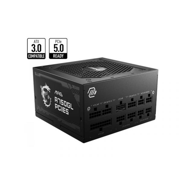 MSI 750W 80+ Gold moduláris tápegység, Gen 5.0 V2 (MAG A750GL PCIE5 II)