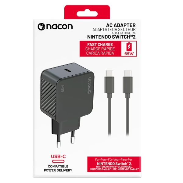 Nacon Switch 1-2 töltő adapter + USB-C kábel 65W (SWITCHNEWADAPT60)
