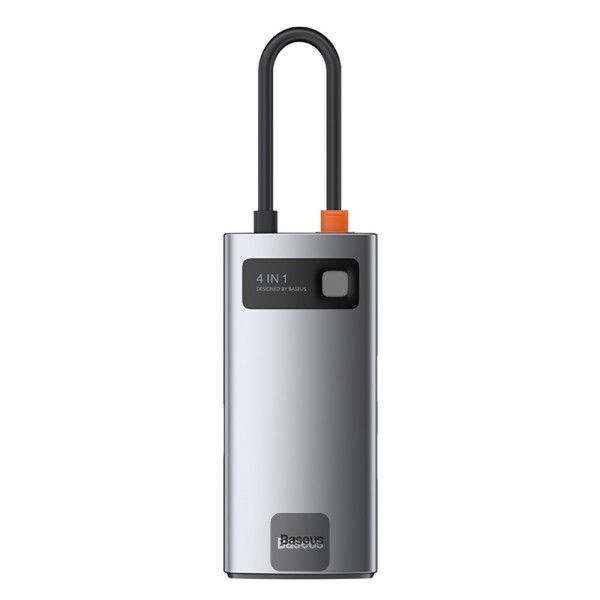 Baseus Metal Gleam 4-in-1 Multifunctional USB Type-C HUB dokkoló állomás, szürke (CAHUBCY0G)