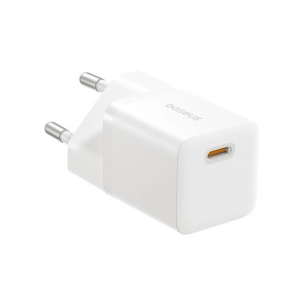 Baseus GaN5 Mini hálózati gyorstöltő 25W, USB Type-C, fehér