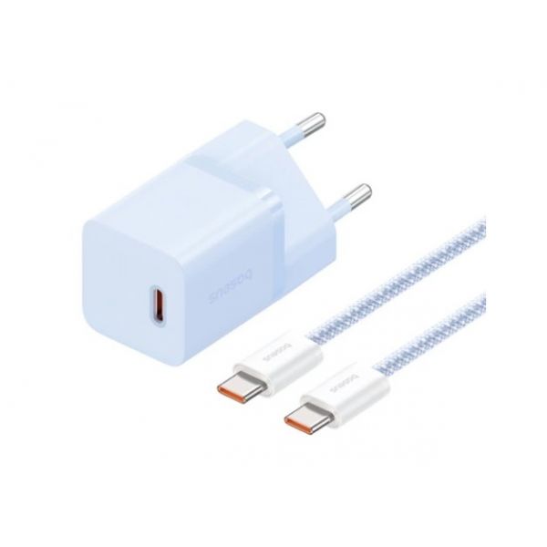 Baseus GaN5 Mini hálózati gyorstöltő 30W, USB Type-C, 1m kábellel, kék (P1011090231300)