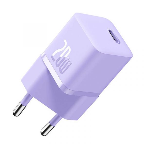 BASEUS hálózati töltő Type-C aljzat (20W, GaN5, PD gyorstöltő) LILA (CCGN050105)