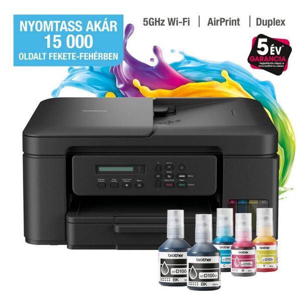 Brother DCP-T735W Színes Tintasugaras MFP, 16 lap/perc, WiFi/USB, 6000x1200dpi, ADF, Duplex (DCPT735DWYJ1)