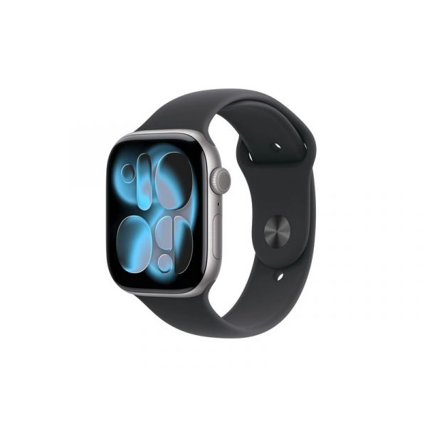 Apple Watch Series 11 GPS + Cellular 42mm-es kozmoszfekete alumíniumtok, fekete sportszíj - S/M (MF834MP/A)