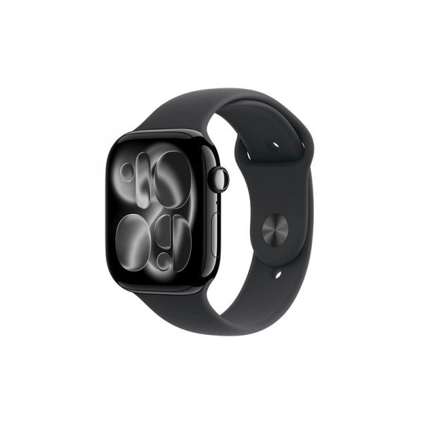 Apple Watch Series 11 GPS + Cellular 46mm-es kozmoszfekete alumíniumtok, fekete sportszíj – M/L (MFC44MP/A)