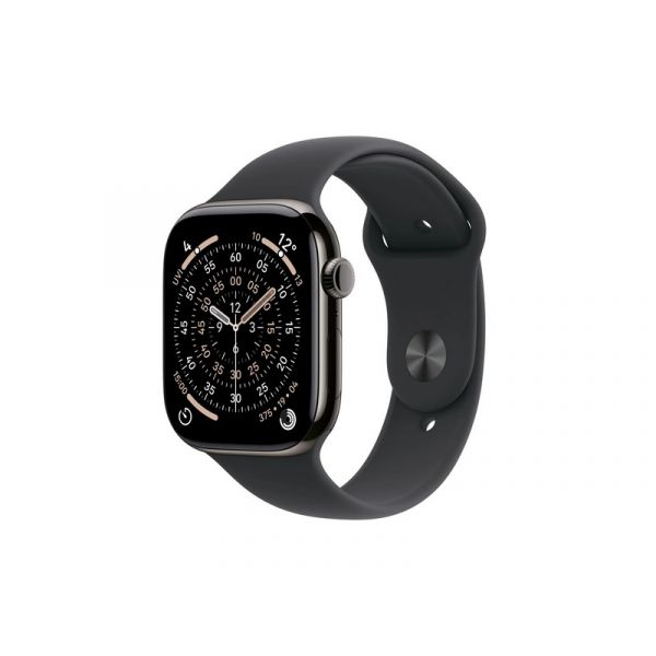 Apple Watch Series 11 GPS + Cellular 46mm-es palaszürke titántok, fekete sportszíj – S/M (MFD14MP/A)