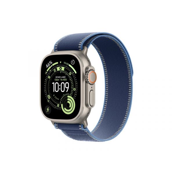 Apple Watch Ultra 3 GPS + Cellular 49mm-es natúr titántok, kék-élénkkék Terep pánt – S/M (MEWR4QH/A)