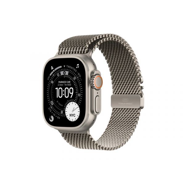 Apple Watch Ultra 3 GPS + Cellular 49mm-es natúr titántok, natúr titán milánói szíj – Large (MF0E4QH/A)