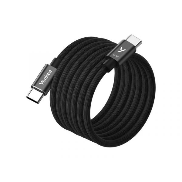 YENKEE YCU MAGNETIC 03 bk 60w USB-C/C adatkábel (37000588) fekete