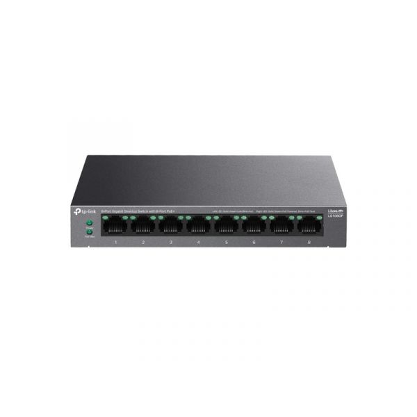 TP-LINK Switch 8x1000Mbps(8xPOE) Fémházas (LS108GP)