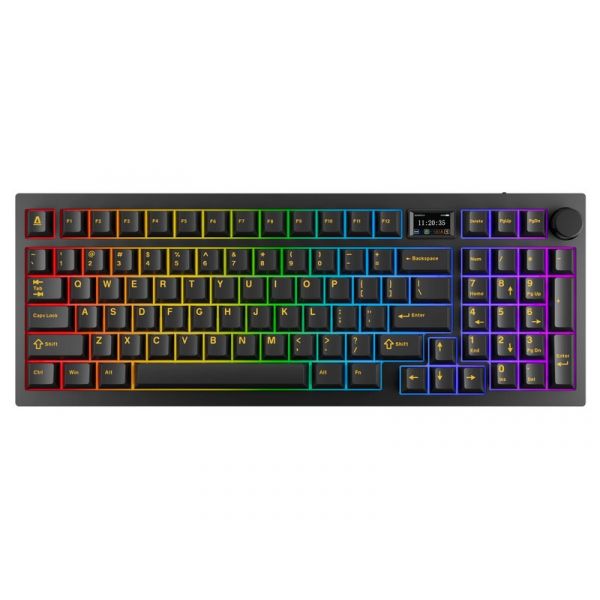 AVAX GM03 PRO USB, Mechanikus Vezetékes/Vezeték Nélküli Billentyűzet, Yellow Switch, HUN (AVAX_GM03Y_PRO) fekete