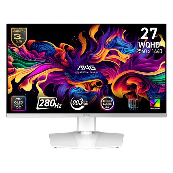 MSI MAG 272QPW QD-OLED X28 26,5 QHD QD-OLED 280Hz gaming monitor, fehér