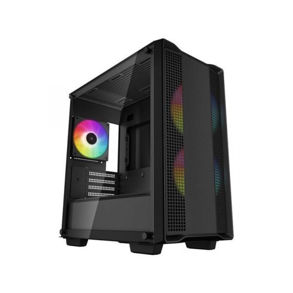 DEEPCOOL CC360 ARGB Micro ATX PC ház, Tápegység nélkül, Fekete Üvegfalú (R-CC360-BKAPM3-G-1)