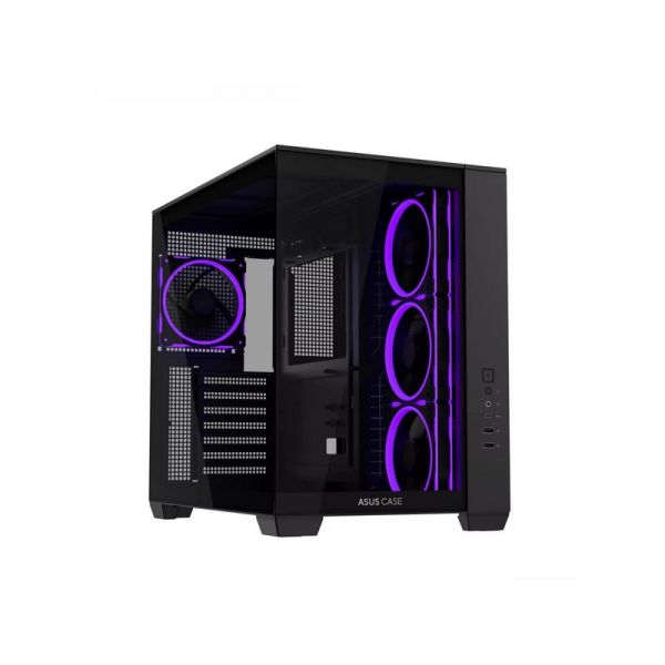 ASUS A32 Plus, Tápegység nélkül, Fekete, Üvegfalú PC ház (A32 PLUS/BK/TG/ARGB)