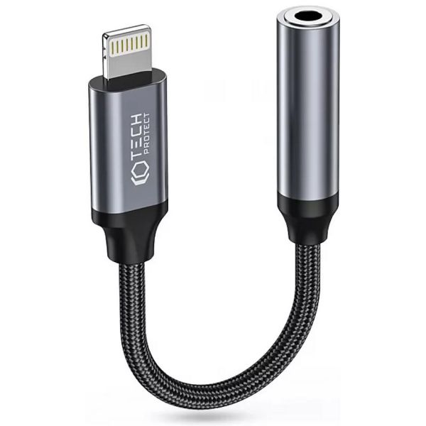 Tech-Protect UltraBoost Lightning/3,5mm jack adapter - fekete/szürke