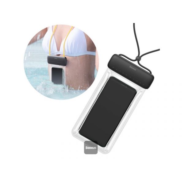 BASEUS LETS GO vízhatlan/vízálló tok, AQUA (univerzális, IPX8, nyakba akasztható, 7.2 méret), fekete