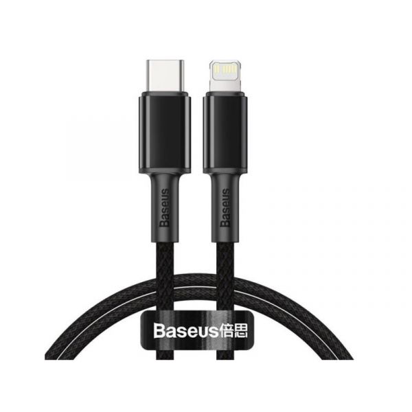 BASEUS adatkábel Type-C - lightning, 20W, PD gyorstöltő, törésgátló, 100cm (CATLGD-01) ezüst/FEKETE