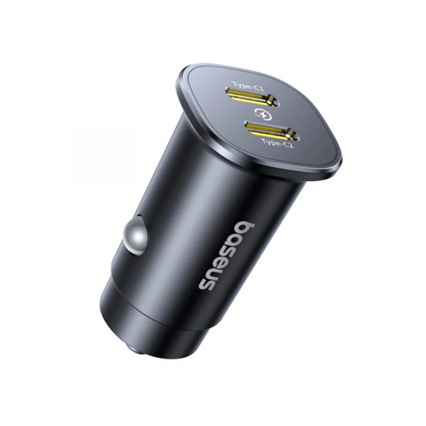 BASEUS GOTRIP autós töltő 2 Type-C aljzat, 30W, PD gyorstöltő (C00072300123-01) fekete