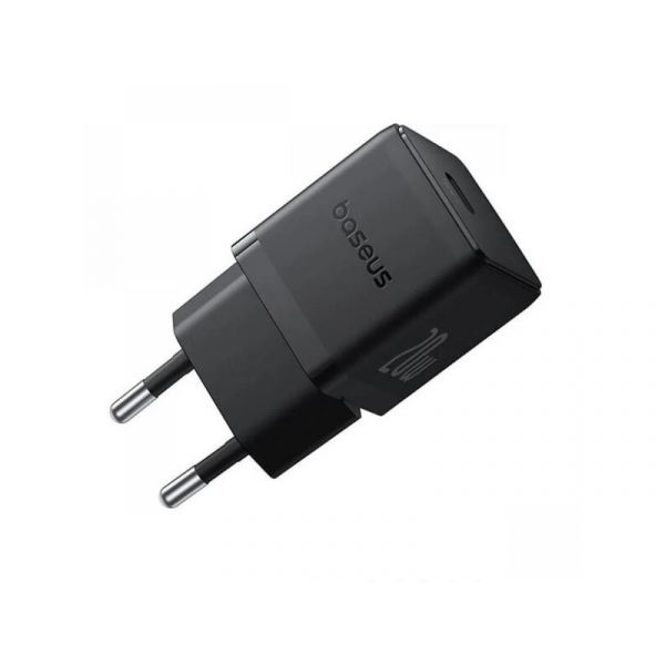 BASEUS PALM 1C hálózati töltő Type-C aljzat - 20W, PD gyorstöltő 3.0 + Type-C kábel (P10111602113-01) fekete